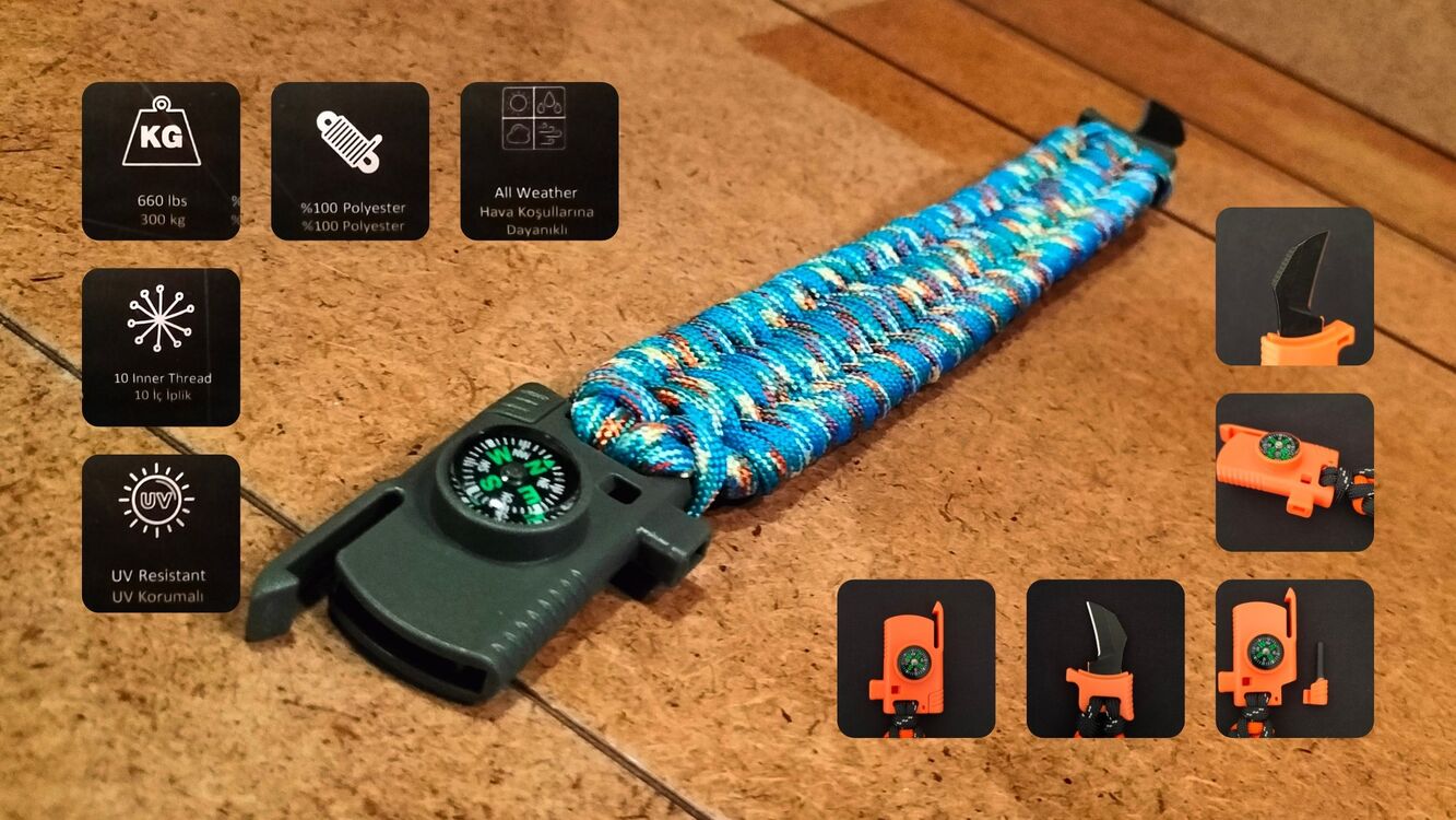 SURVIVAL BRACELET MODEL 808 BIÇAKLI