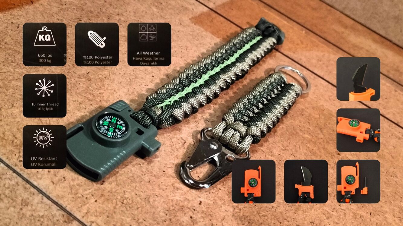 SURVIVAL BRACELET MODEL 868 BIÇAKLI SET