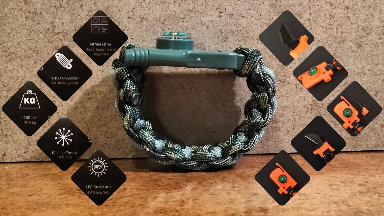 SURVIVAL BRACELET MODEL 818 BIÇAKLI