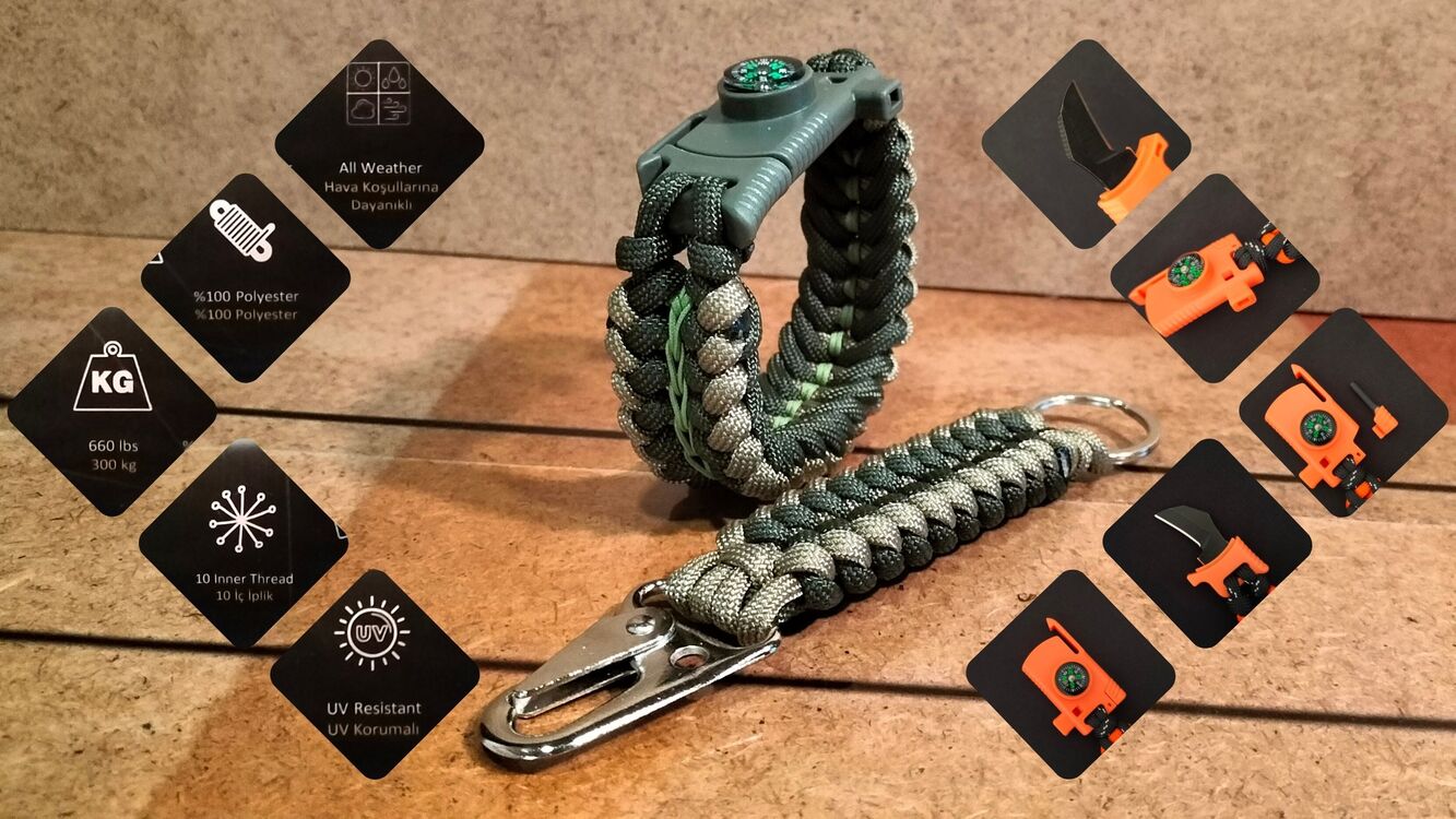 SURVIVAL BRACELET MODEL 868 BIÇAKLI SET