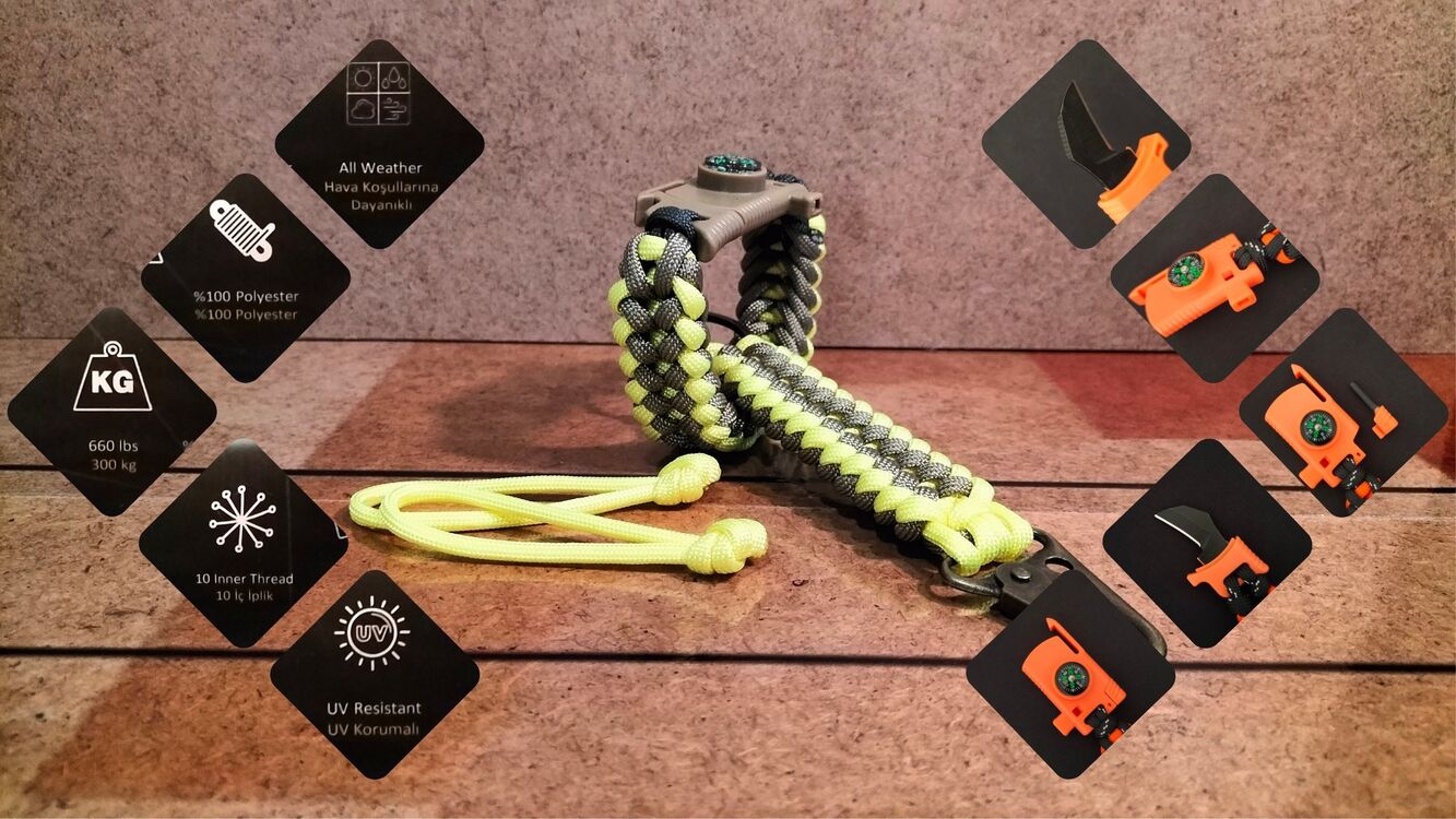 SURVIVAL BRACELET MODEL 848 BIÇAKLI SET