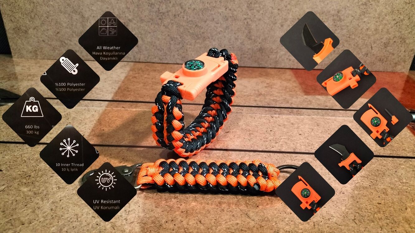 SURVIVAL BRACELET MODEL 868 BIÇAKLI SET