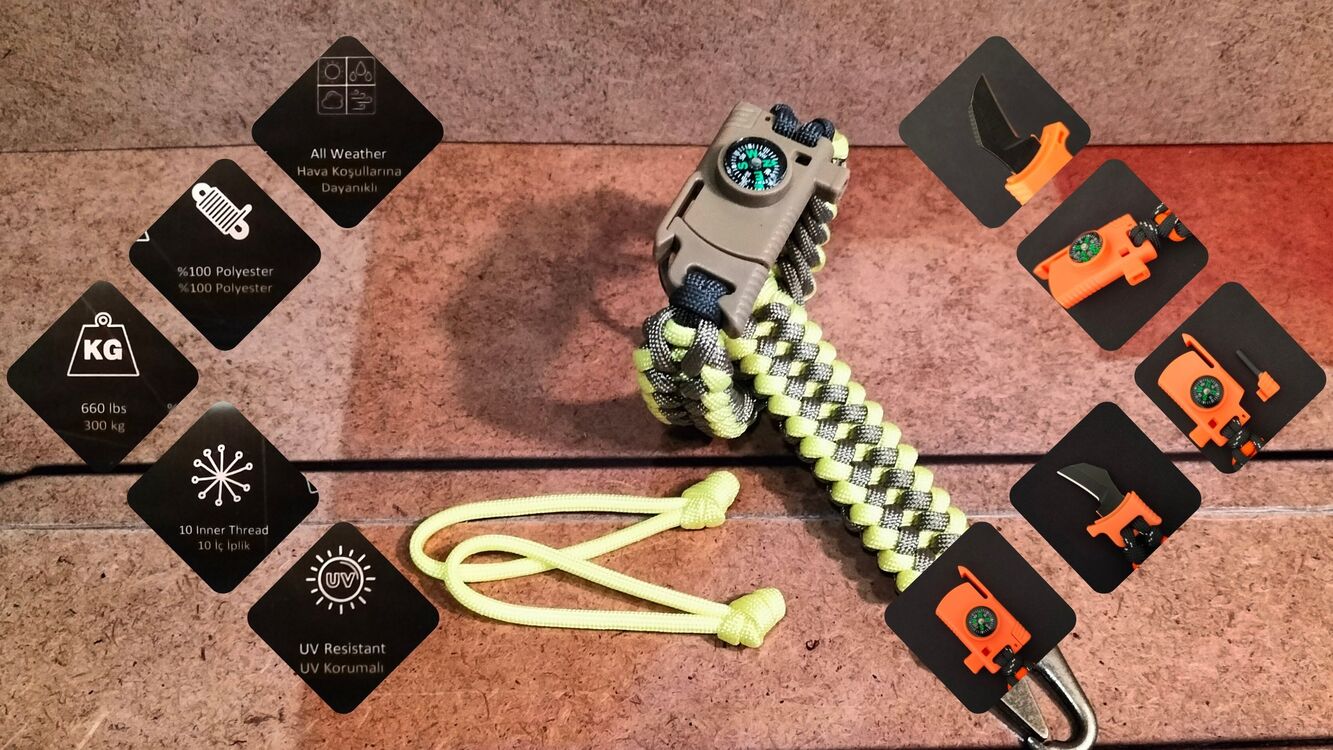 SURVIVAL BRACELET MODEL 848 BIÇAKLI SET