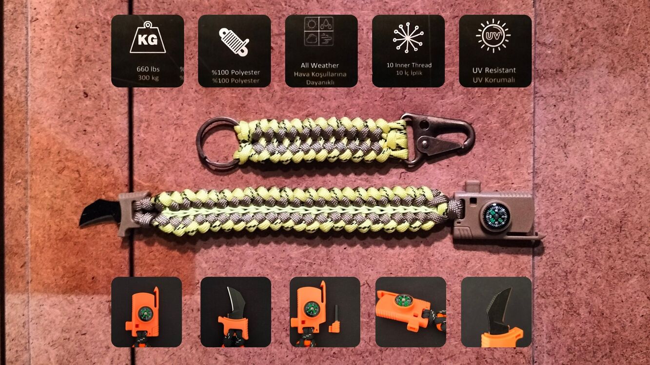 SURVIVAL BRACELET MODEL 868 BIÇAKLI SET