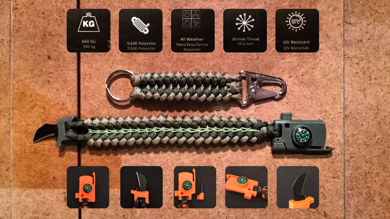SURVIVAL BRACELET MODEL 868 BIÇAKLI SET