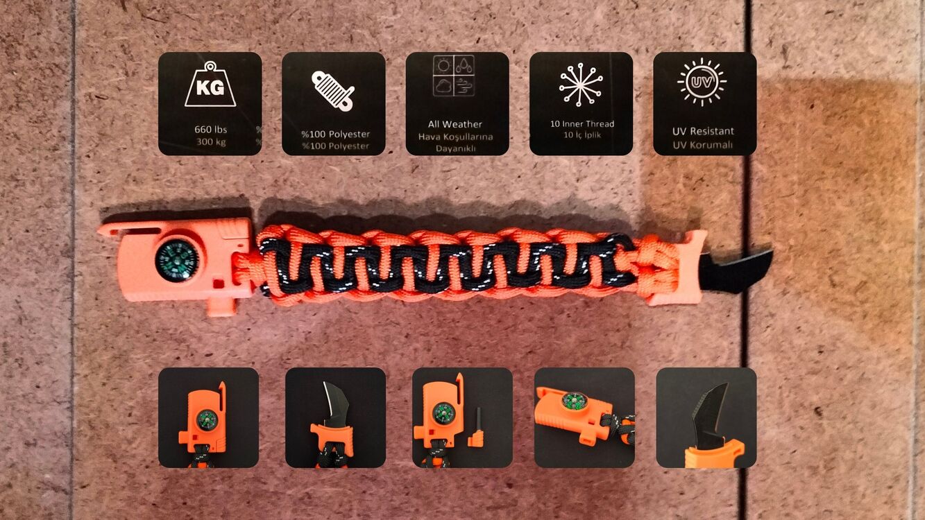 SURVIVAL BRACELET MODEL 818 BIÇAKLI