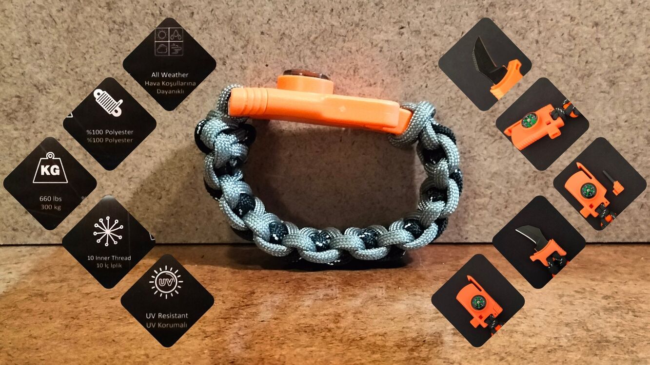 SURVIVAL BRACELET MODEL 818 BIÇAKLI