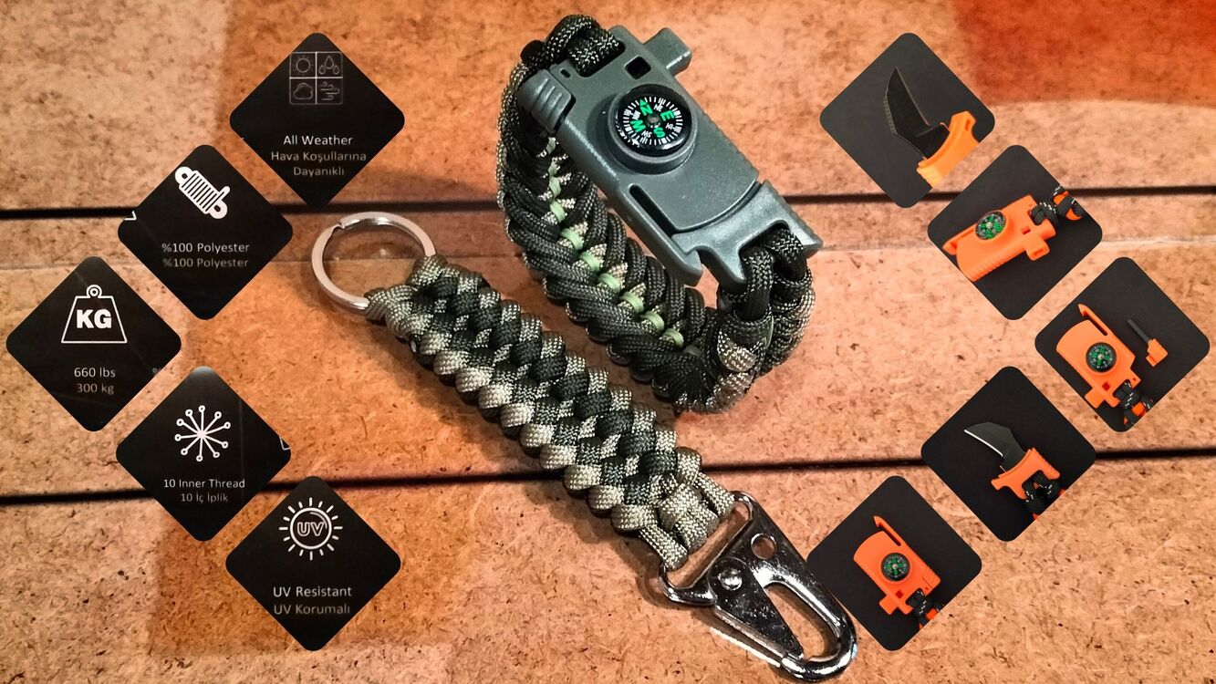 SURVIVAL BRACELET MODEL 868 BIÇAKLI SET