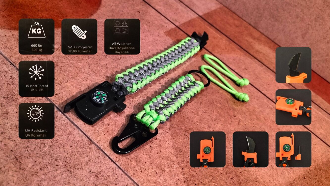 SURVIVAL BRACELET MODEL 848 BIÇAKLI SET