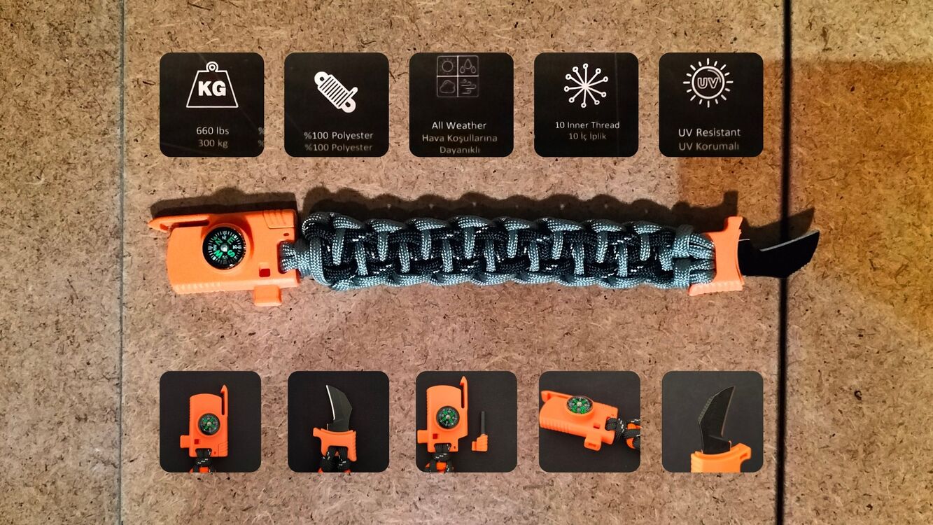 SURVIVAL BRACELET MODEL 818 BIÇAKLI