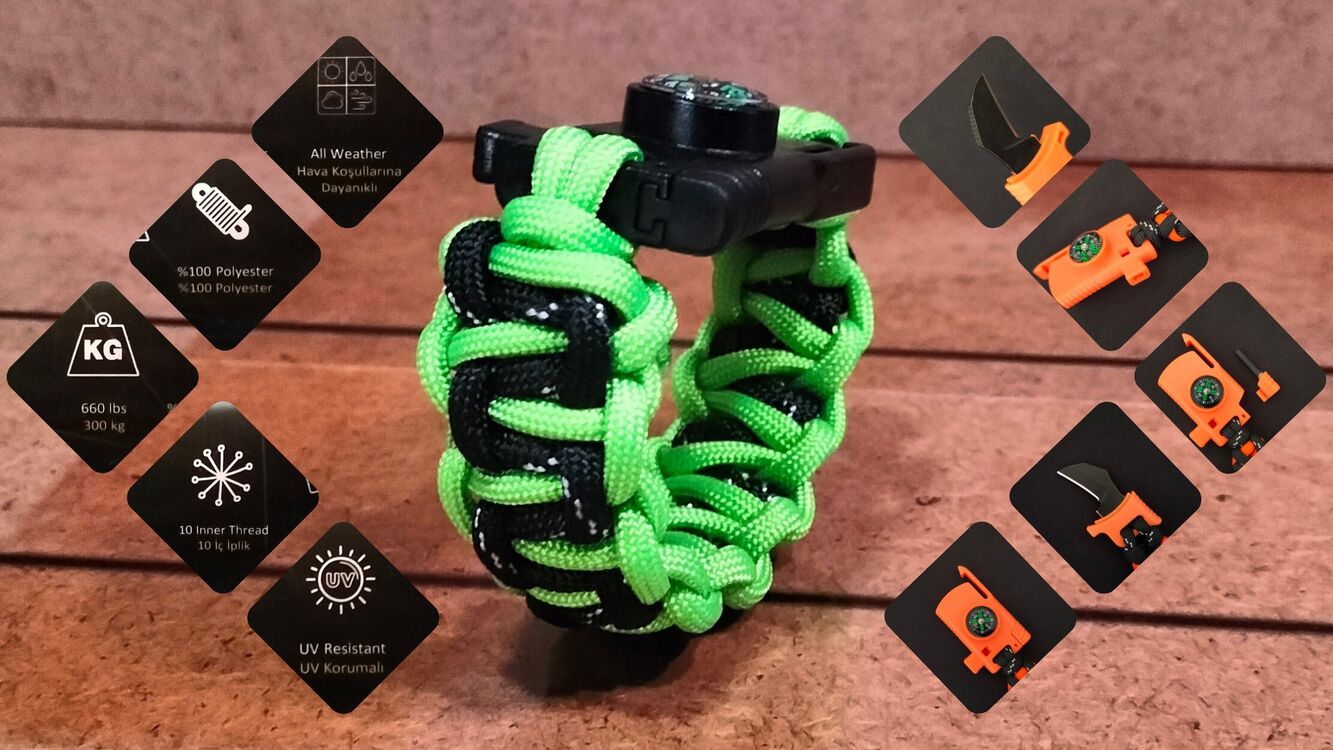SURVIVAL BRACELET MODEL 818 BIÇAKLI