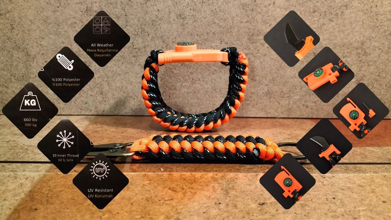 SURVIVAL BRACELET MODEL 868 BIÇAKLI SET