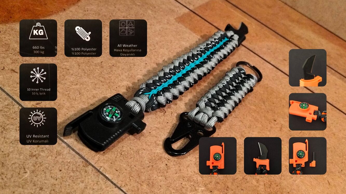 SURVIVAL BRACELET MODEL 868 BIÇAKLI SET