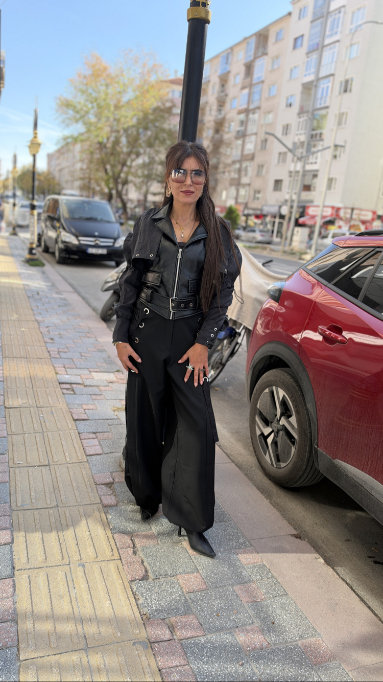 Kuş gözü pantolon siyah
