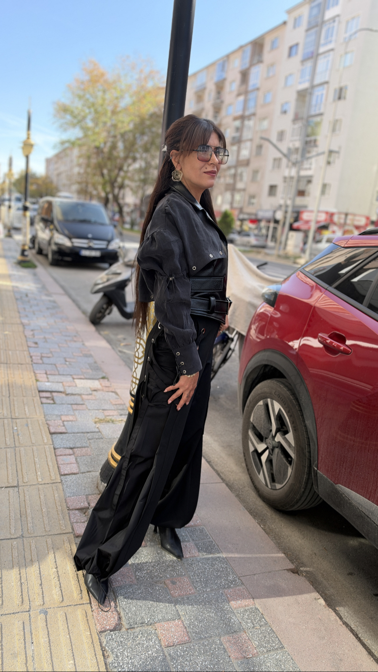 Kuş gözü pantolon siyah
