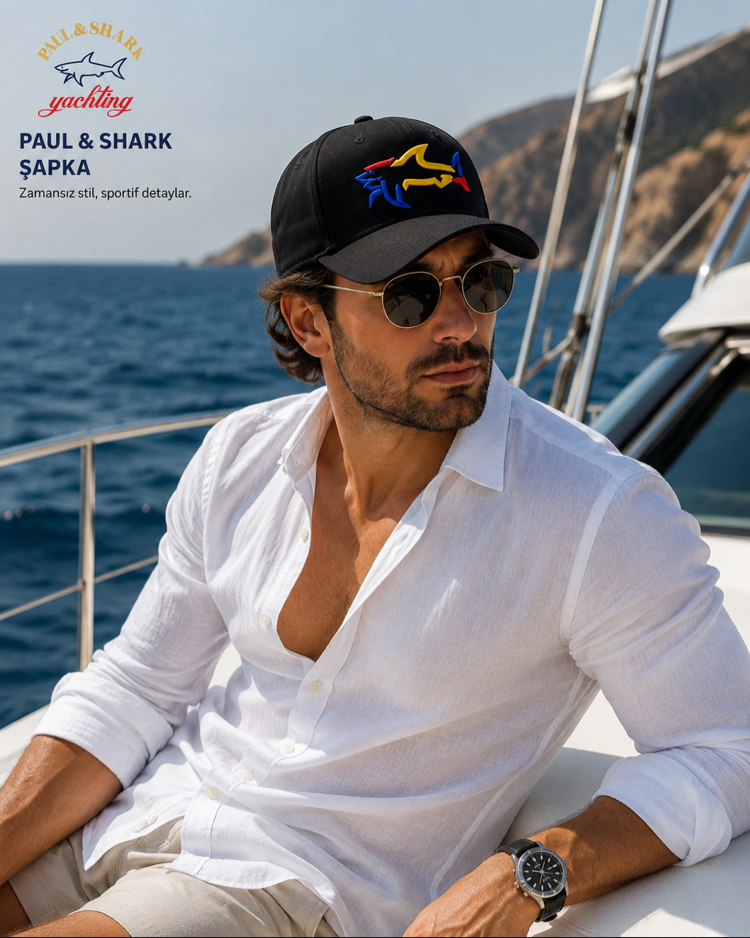 PAUL&SHARK Premium Nakış Detaylı Şapka Black/Siyah