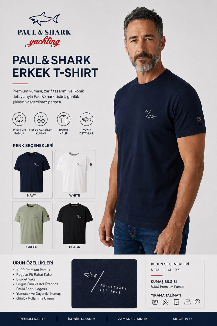 P&S SHARK Yacht Club Premium Orjinal %100 Pamuk Tişört 