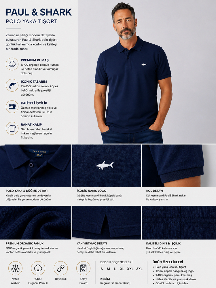 PAUL&SHARK Yeni Sezon Mağaza Modeli Metal Logo Dark Blue