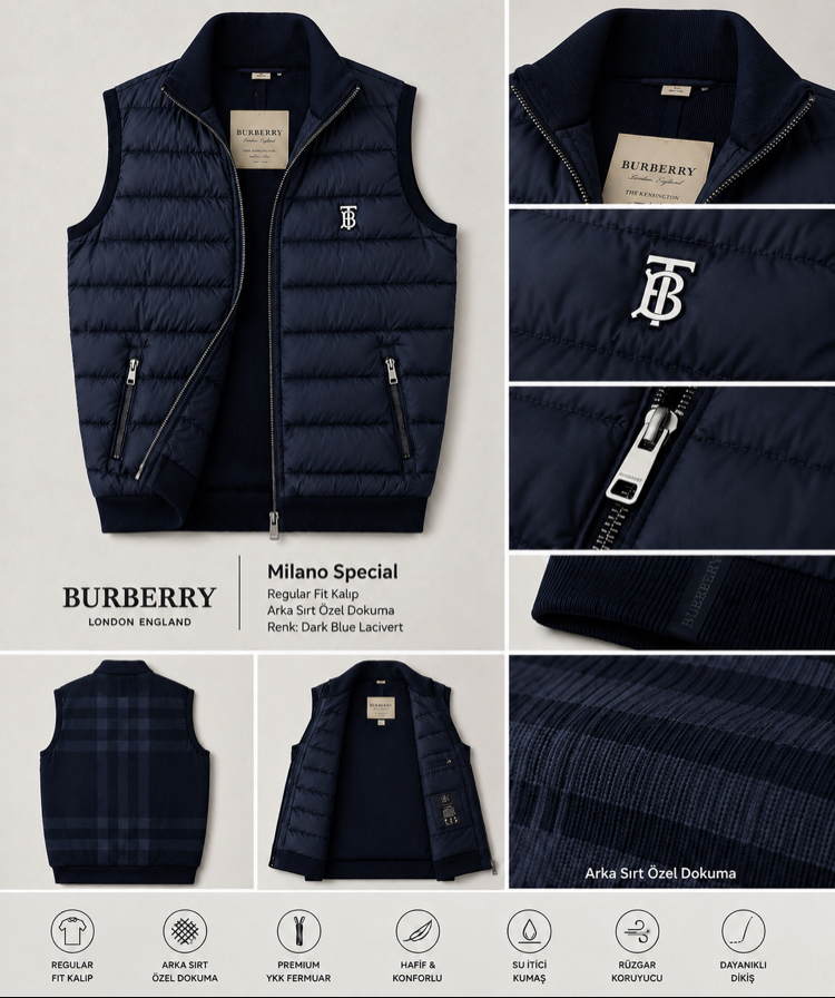 Yeni Sezon BURBERRY Sırt Dokuma Yelek