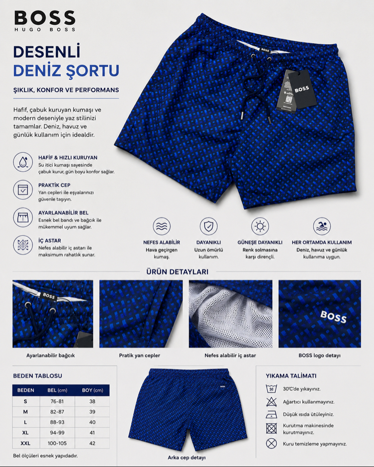 Yurtdışı Orjinal BOSS Deniz Şortu 