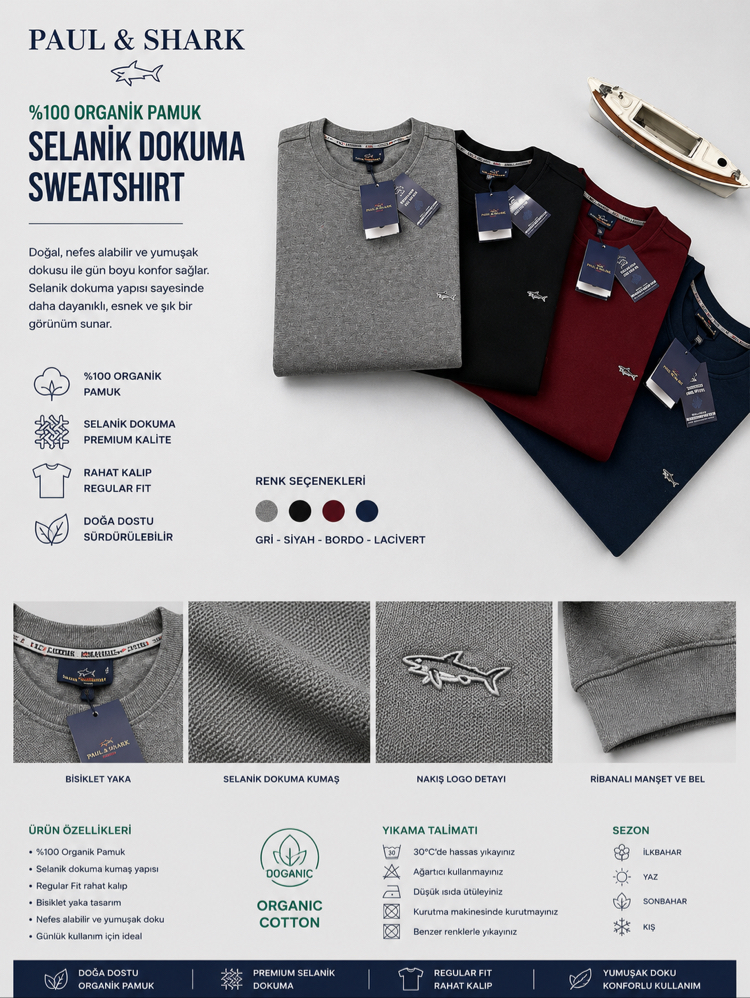 P&S Yacht Club Premium Selanik Dokuma Uzun Kol