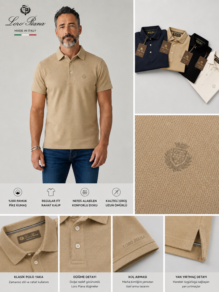 Loro Piana Premium Dokulu Polo Yaka