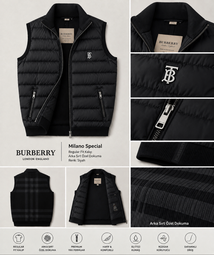Yeni Sezon BURBERRY Sırt Dokuma Yelek