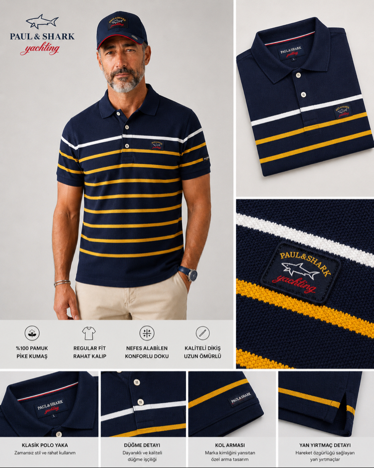 P&S SHARK Yacht Club Premium Polo Yaka Kısa Kol