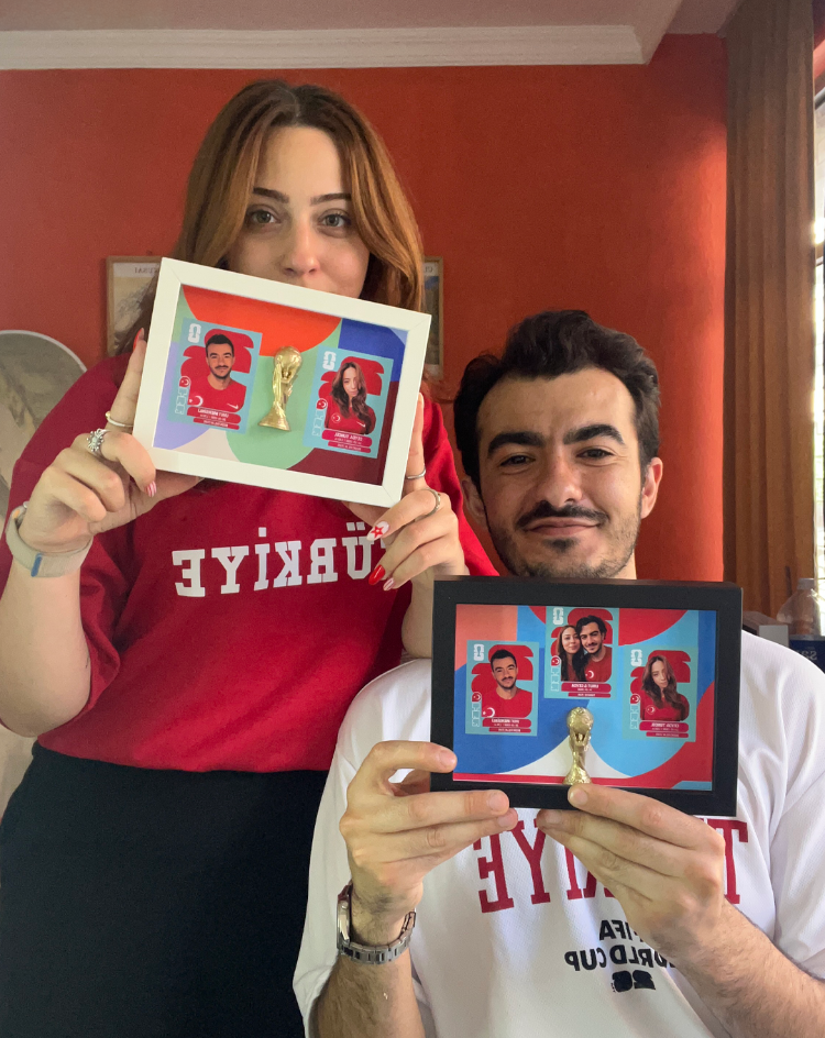 Dünya Kupası Albüm Temalı Futbol 3'LÜ Sticker Çerçevesi - Kişiye Özel Kupalı 