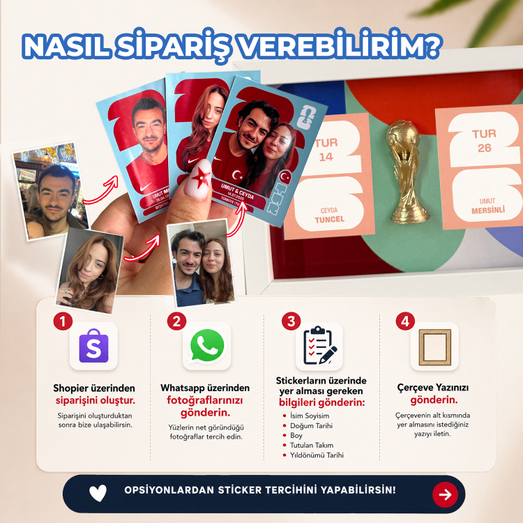 Dünya Kupası Kişiye Özel 2'Lİ Kupalı Sticker Çerçevesi