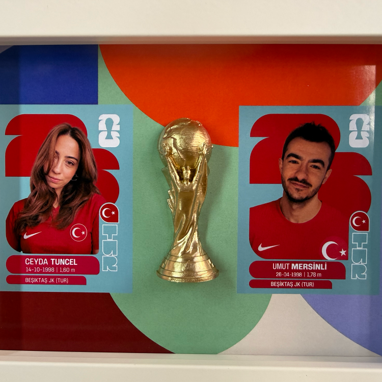 Dünya Kupası Kişiye Özel 2'Lİ Kupalı Sticker Çerçevesi