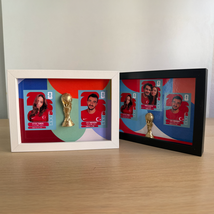 Dünya Kupası Albüm Temalı Futbol 3'LÜ Sticker Çerçevesi - Kişiye Özel Kupalı 