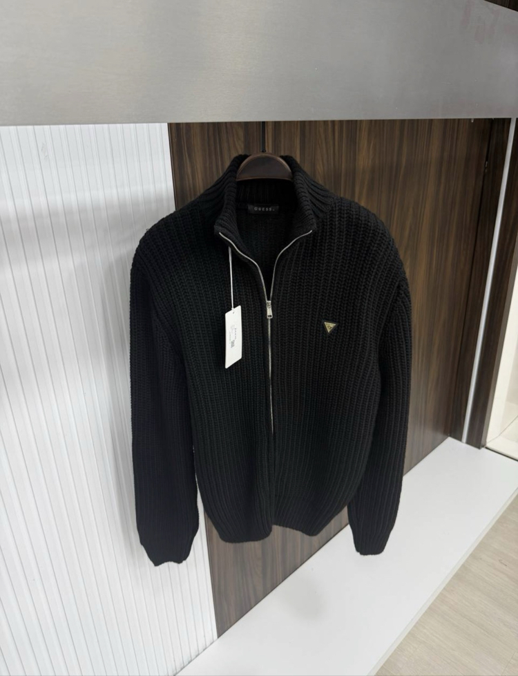 GUESS BLACK TRİKO FERMUARLI HIRKA
