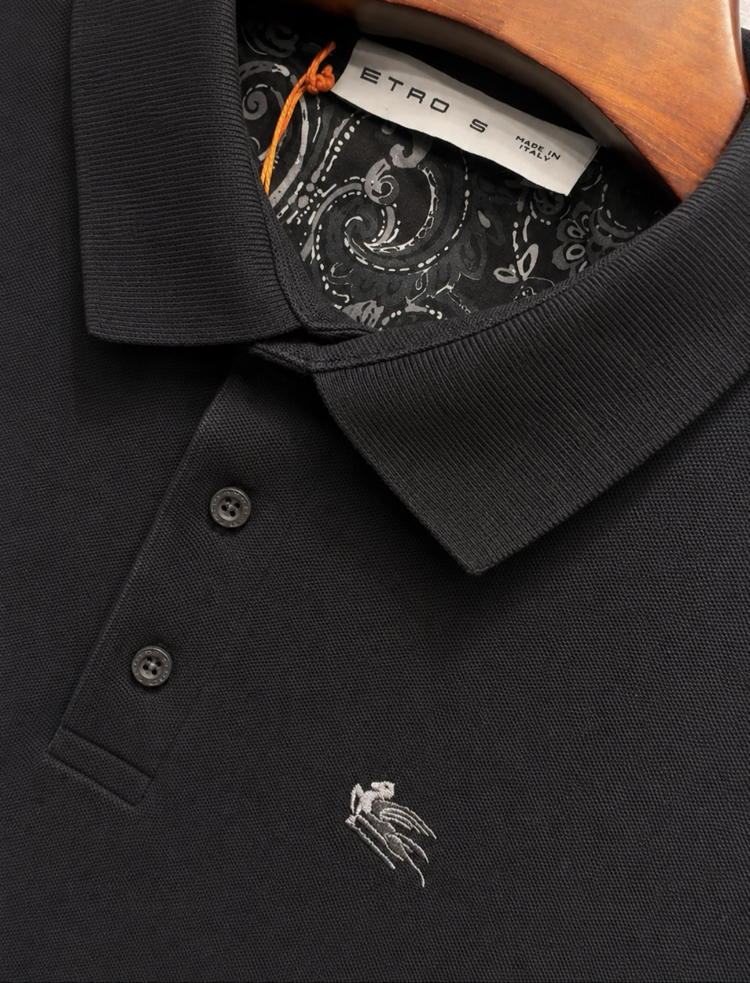 ETRO İTHAL KUMAŞ SİYAH POLO YAKA T-SHIRT