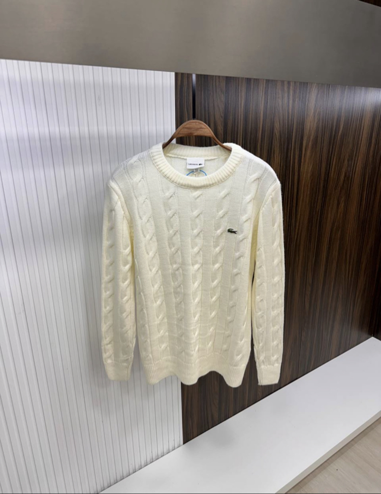 LACOSTE BEYAZ TRİKO KAZAK İTHAL
