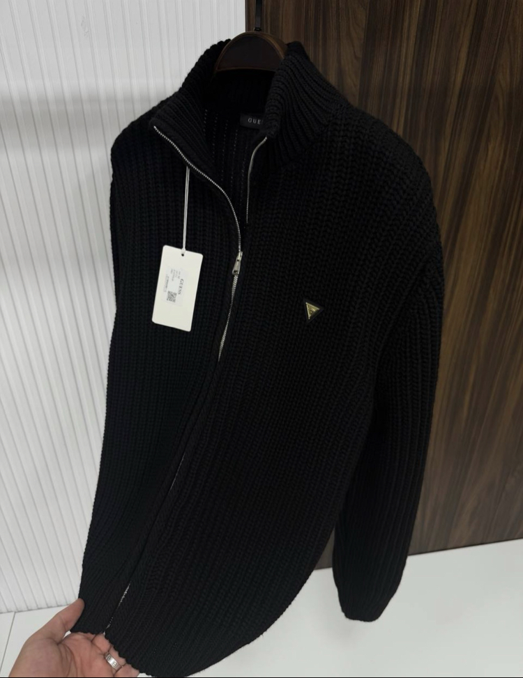 GUESS BLACK TRİKO FERMUARLI HIRKA