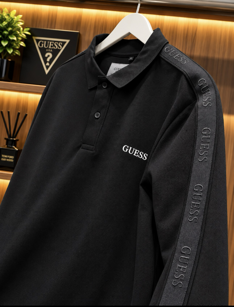GUESS YAKALI BLACK KOL DETAY PREMİUM
