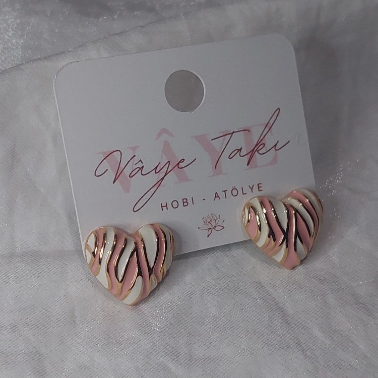 2 renkli kalp küpe- pudra