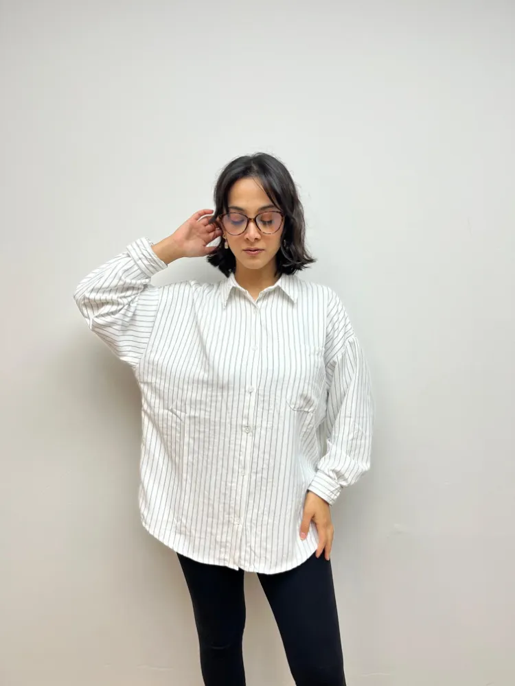 Rahat Kalıp Oversize Gömlek - BEYAZ