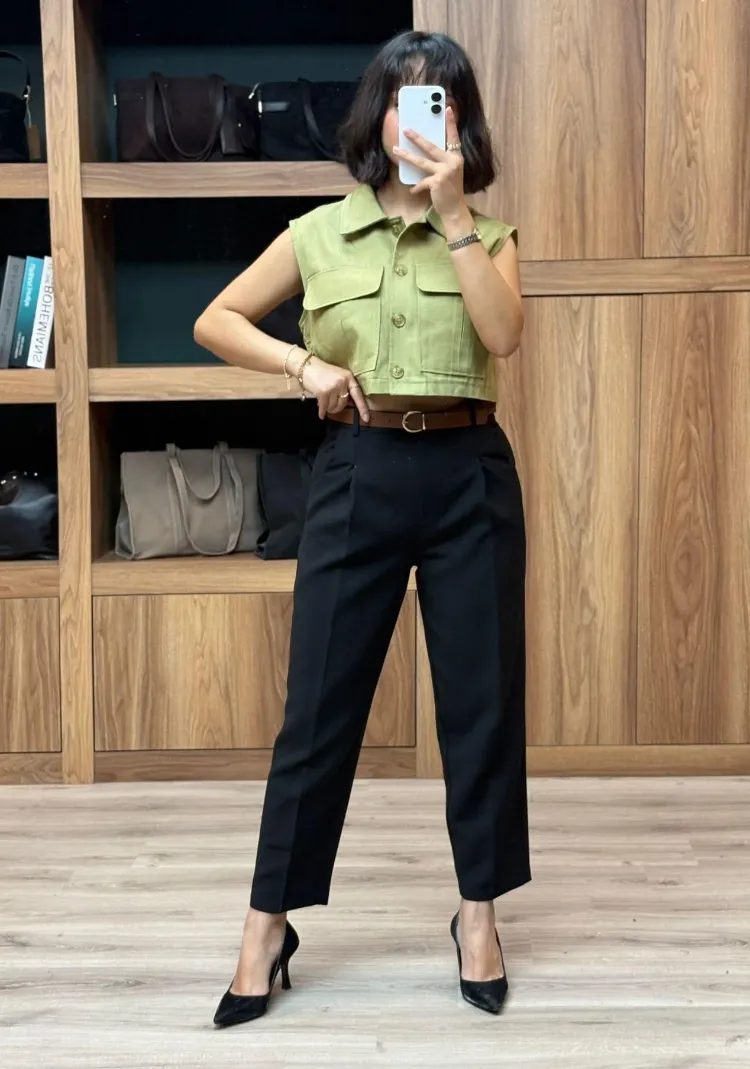 Beli Kemerli Pantolon - SİYAH