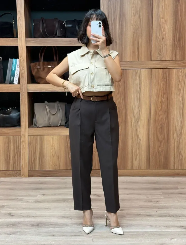 Beli Kemerli Pantolon - KAHVE