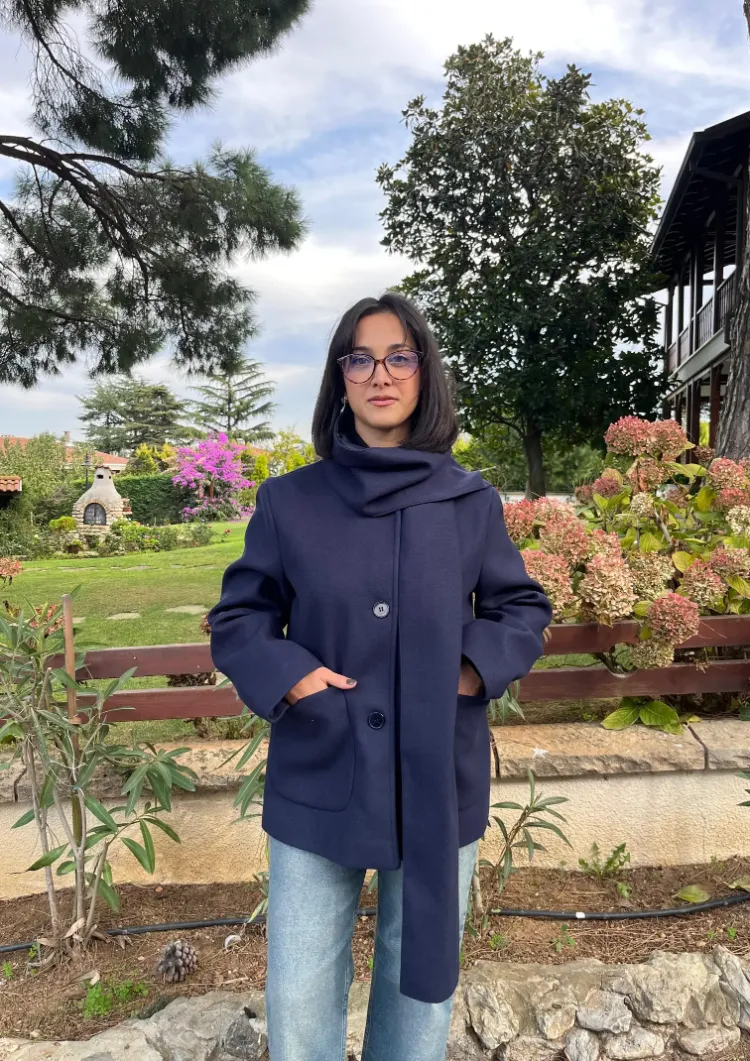 Çıkarılabilir Atkılı Kaban - LACİVERT