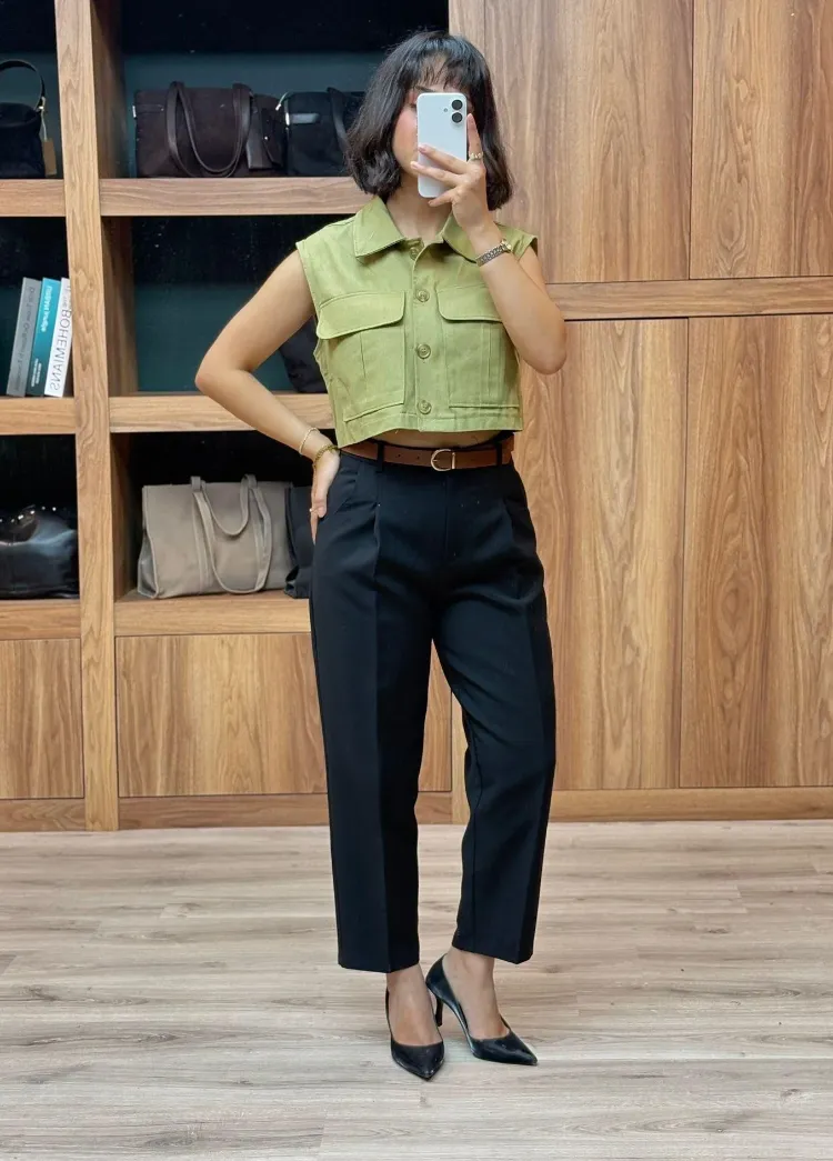 Beli Kemerli Pantolon - SİYAH