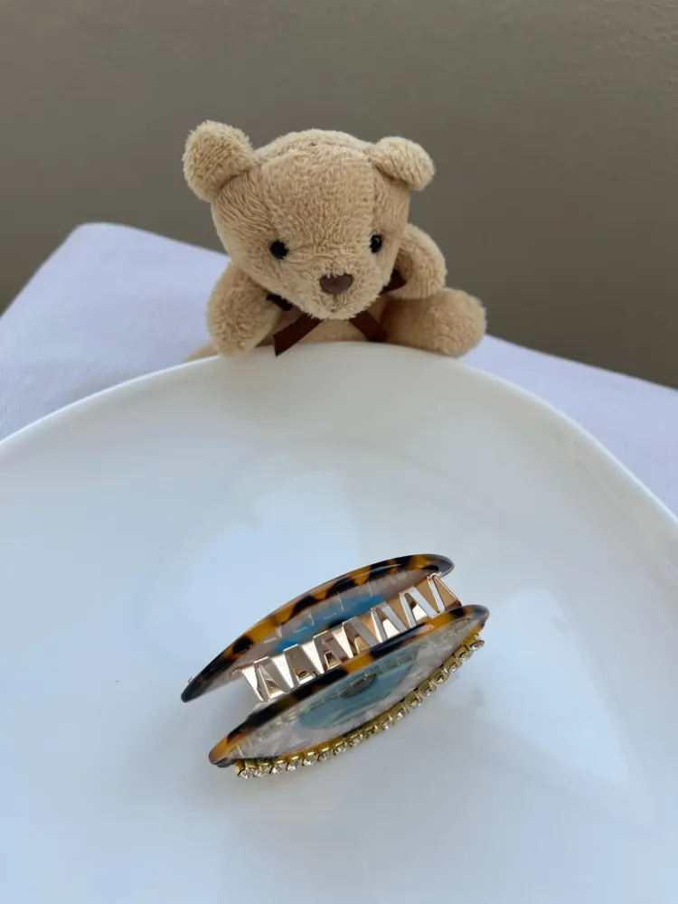 Taş Detaylı Göz Şeklinde Saç Tokası - LEOPAR
