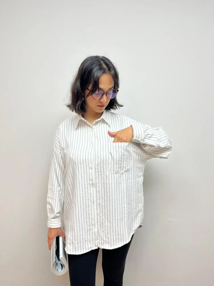 Rahat Kalıp Oversize Gömlek - BEYAZ