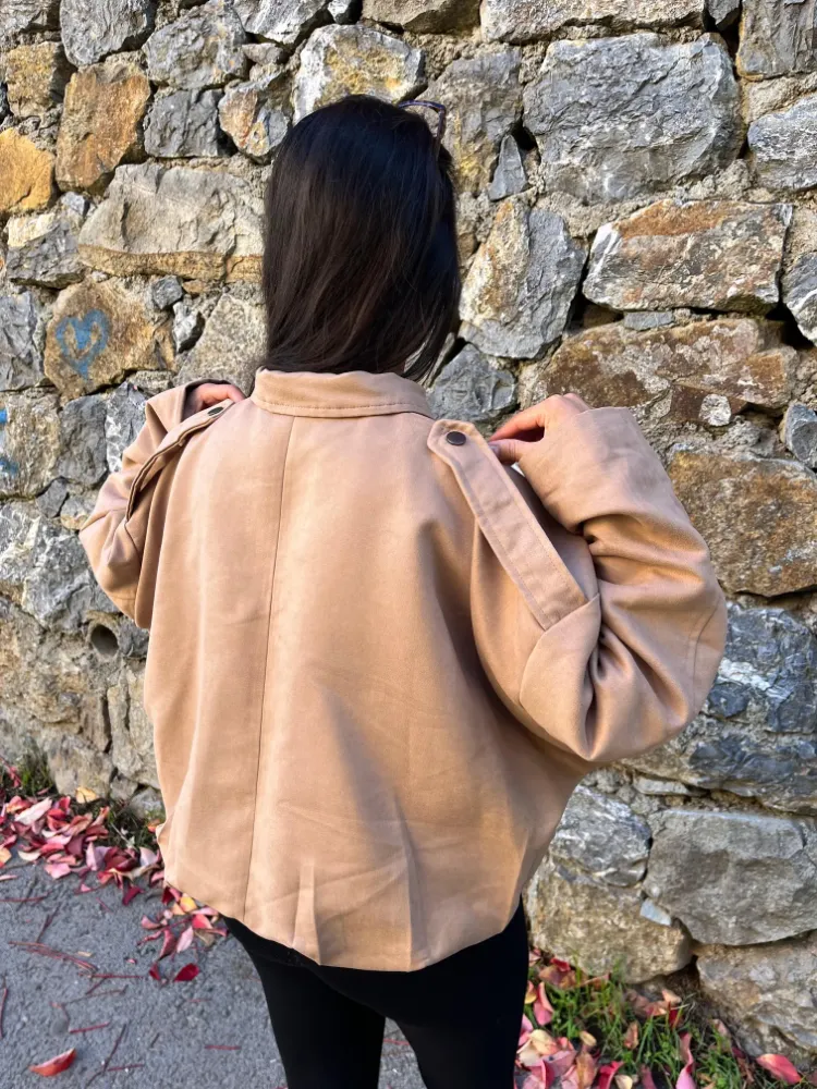 Süet Bomber Ceket - CAMEL