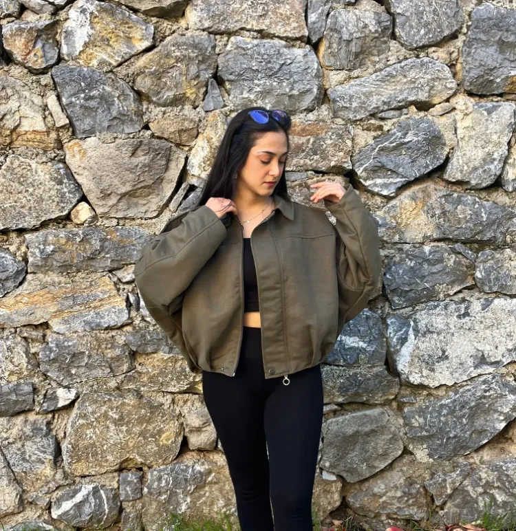 Süet Bomber Ceket - HAKİ