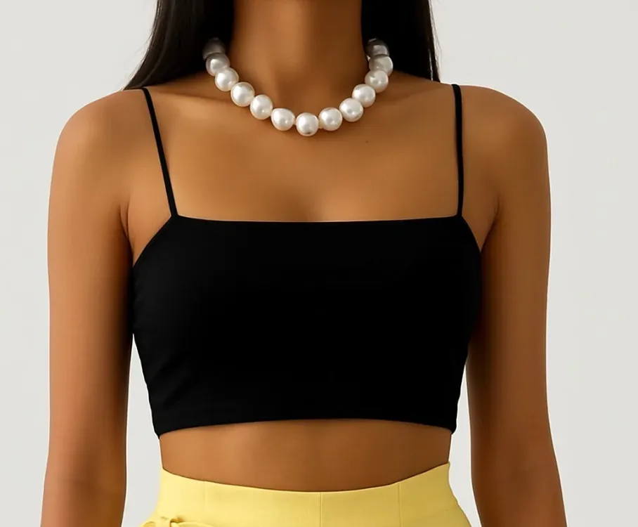 Basic Straplez Crop Top - SİYAH