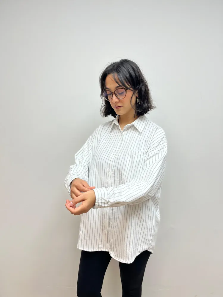 Rahat Kalıp Oversize Gömlek - BEYAZ