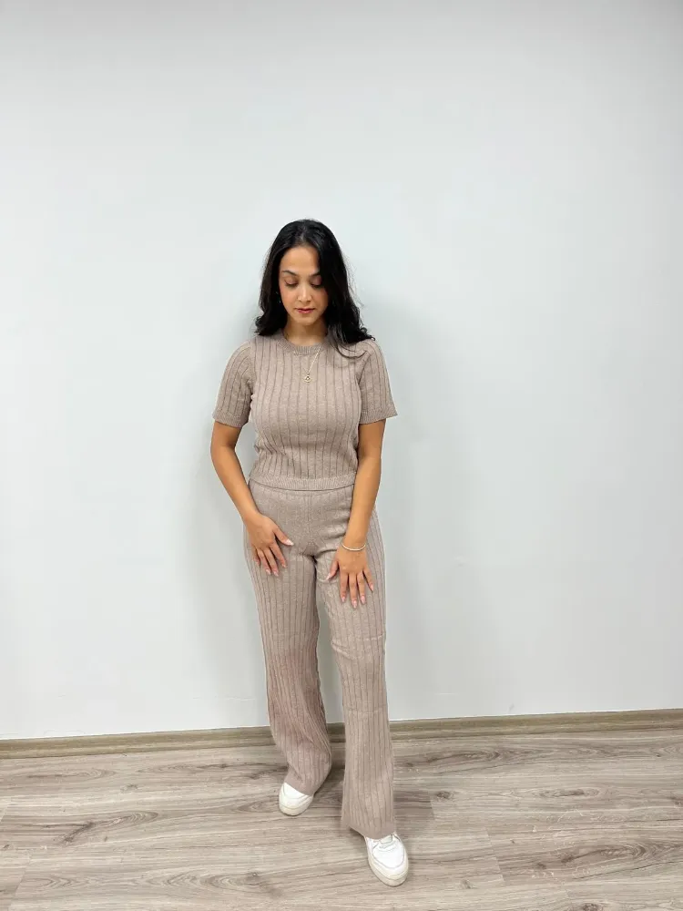 Fitilli Triko Takım - CAPPUCİNO